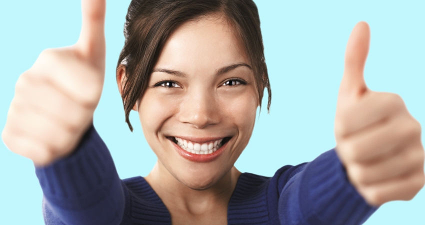 a woman cheering up